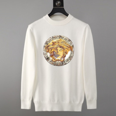 Versace 2019 Mens Medusa Logo Crew-neck Wool Sweater - 베르사체 2019 남성 메두사 로고 크루넥 울 스웨터 Ver0268x.Size(m - 3xl).2컬러(블랙/화이트)