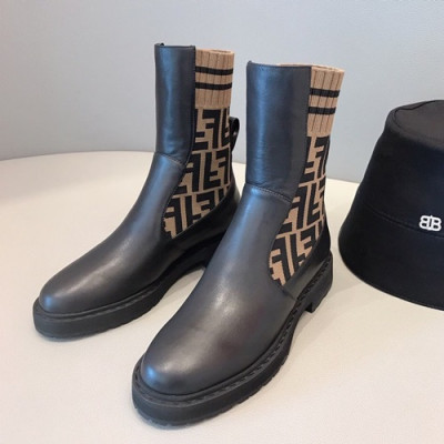 Fendi 2019 Ladies Leather & Knit Boots - 펜디 2019 여성용 레더 & 니트 부츠  FENS0111,Size(225-250),블랙+브라운