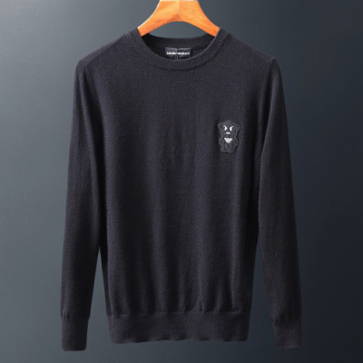 Armani 2019 Mens Crew  Neck Wool Sweater - 알마니 2019 남성 크루넥 울 스웨터 Arm0242x.Size(m - 3xl).블랙