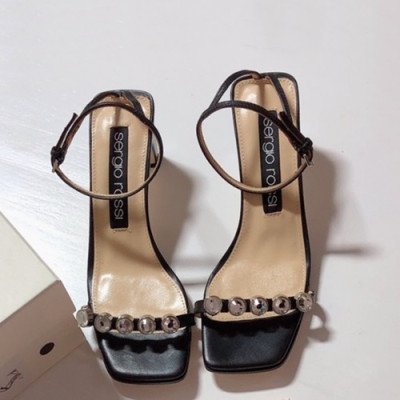 Sergio Rossi  2019 Ladies Middle Heel Sandal- 세르지오 로시 2019 여성용 미들힐 샌들 SERS0006.Size(225 - 245).블랙