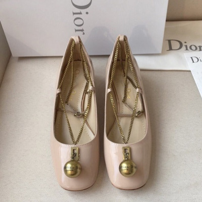 Dior 2019 Ladies Leather Middle Heel Ballet Shoes - 디올 2019 여성용 레더 미들힐 발렛 슈즈 DIOS0092,Size(225-250),베이지