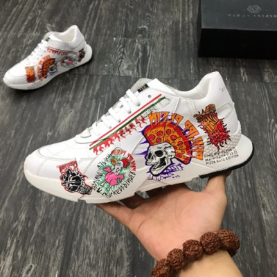 Philipp plein 2019 Mens Leather Sneakers  - 필립플레인 2019 남성용 레더 스니커즈 PPS0060,Size(240 - 270).화이트