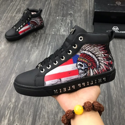 Philipp plein 2019 Mens Leather Sneakers  - 필립플레인 2019 남성용 레더 스니커즈 PPS0076,Size(240 - 275).블랙