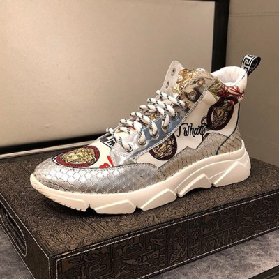 Versace 2019 Mens Leather Sneakers - 베르사체 2019 남성용 레더 스니커즈 VERS0060.Size (240 - 270).실버+화이트