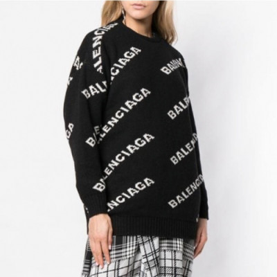 Balenciaga 2019 Womens Crew - neck Wool Sweater - 발렌시아가 2019 여성 크루넥 울 스웨터 Bal0296x.Size(s - xl).블랙