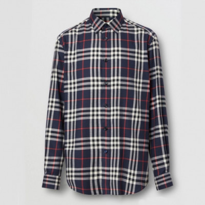 Burberry 2019 Mens Vintage Logo Flannel shirt - 버버리 2019 남성 빈티지 로고 플란넬 셔츠 Bur01123x.Size(s - 2xl).네이비