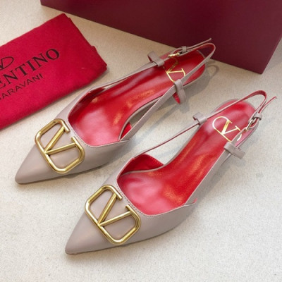 Valentino 2019 Ladies Leather Middle Heel Slingback - 발렌티노 2019 여성용 레더 미들힐 슬링백,VTS0129.Size(225 - 250).그레이