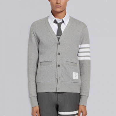 Thom Browne Mens V-neck Cardigan - 톰브라운 남성 코튼 브이넥 가디건 - tho254x