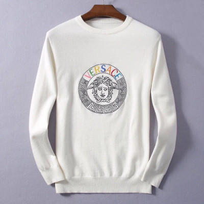 Versace 2019 Mens Medusa Logo Crew-neck Wool Sweater - 베르사체 2019 남성 메두사 로고 크루넥 울 스웨터 Ver0289x.Size(m - 3xl).화이트