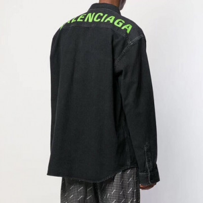 Balenciaga 2019 Mens Logo Oversize Cotton shirt - 발렌시아가 2019 남성 로고 오버사이즈 코튼 셔츠 Bal0303x.Size(m - 2xl).블랙