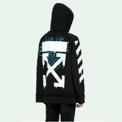 Off-white 2019 Mm/Wm Logo Cotton Oversize HoodT - 오프화이트 2019 남자 로고 코튼 오버사이즈 후드티 Off0162x.Size(xs - l).블랙