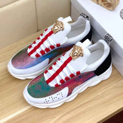 Versace 2019 Mens Leather Sneakers - 베르사체 2019 남성용 레더 스니커즈 VERS0129,Size (240 - 270).화이트