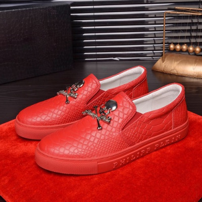 Philipp plein 2019 Mens Leather Slip On  - 필립플레인 2019 남성용 레더 슬립온 PPS0139,Size(240 - 270).레드