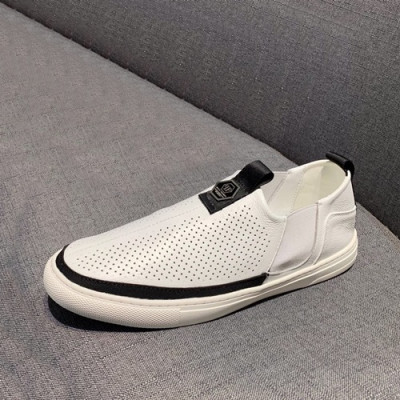 Philipp plein 2019 Mens Leather Slip On  - 필립플레인 2019 남성용 레더 슬립온 PPS0149,Size(240 - 270).화이트