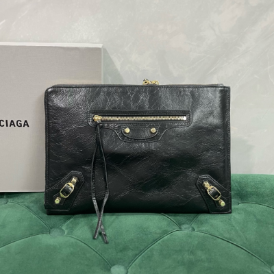 Balenciaga Leather Clutch Bag,33/37CM - 발렌시아가 남여공용 레더 클러치백,BGB0468,33/37CM,블랙