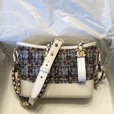 Chanel 2019 Gabrielle Hobo Leather & Tweed Shoulder Bag ,20CM - 샤넬 2019 가브리엘 호보 레더&트위드 숄더백,CHAB1259,20CM,화이트