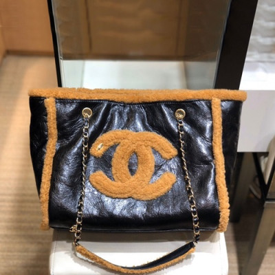 Chanel 2019 Women Tote Shoulder Shopper Bag,33cm - 샤넬 2019 여성용 토트 숄더 쇼퍼백,CHAB1287, 33cm,블랙+브라운