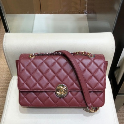 Chanel 2019 Women Large Chain Shoulder Cross Bag,23cm - 샤넬 2019 여성용 라지 체인 숄더 크로스백 CHAB1298, 23cm,와인