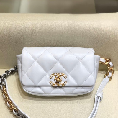 Chanel 2019 Women Leather Hip Sack ,17CM - 샤넬 2019 여성용 레더 힙색,CHAB1302,17CM,화이트