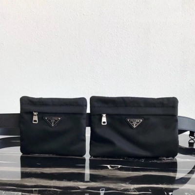 Prada 2019 Nylon Hip Sack, 19.4 & 15cm - 프라다 2019 남성용 나일론 힙색 ,PRAB0070, 19.4 & 15cm,블랙