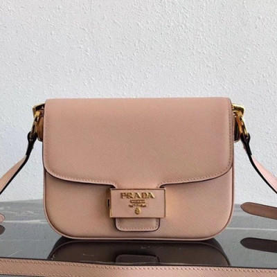 Prada 2019  Saffiano Shoulder Bag,20.5cm - 프라다 2019 여성용 엠블럼 사피아노 숄더백 ,1BD217-5,20.5cm,핑크