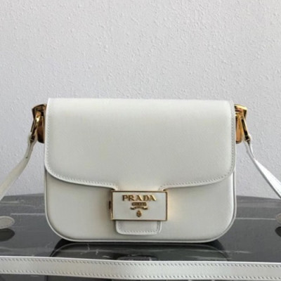 Prada 2019  Saffiano Shoulder Bag,20.5cm - 프라다 2019 여성용 엠블럼 사피아노 숄더백 ,1BD217-6,20.5cm,화이트