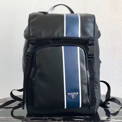 Prada 2019 Leather Back Pack,45CM - 프라다 2019 남여공용 레더 백팩 2VZ135-10,45CM,블랙+블루