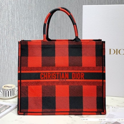 Dior 2019 Woman Canvas Book Tote Shopper Bag,41.5CM - 디올 2019 여성용 캔버스 북 토트 쇼퍼백 DIOB0450,41.5CM,레드