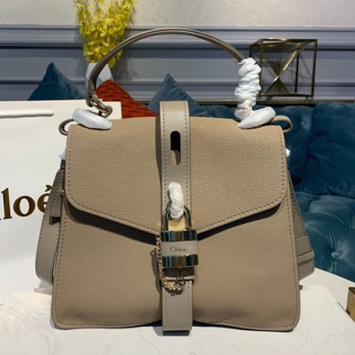 Chole 2019 Aby Leather Tote Shoulder Bag, 30cm -  끌로에 2019 애비 레더 토트 숄더백,CLB0137,30cm,카키그레이