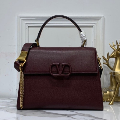 Valentino 2019 Leather Vsling Tote Shoudler Bag,30.5CM - 발렌티노 2019 레더 브이슬링 토트 숄더백,VTB0816,30.5CM,와인