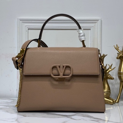 Valentino 2019 Leather Vsling Tote Shoudler Bag,30.5CM - 발렌티노 2019 레더 브이슬링 토트 숄더백,VTB0817,30.5CM,다크베이지