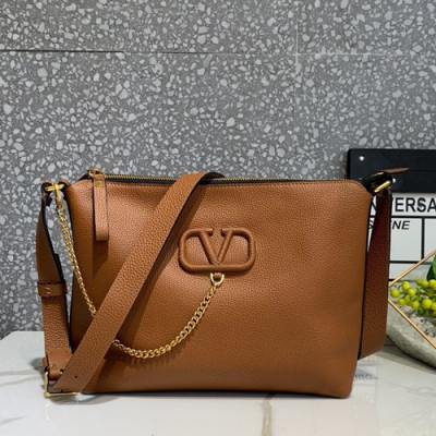 Valentino 2019 Leather Vsling Shoudler Bag,27CM - 발렌티노 2019 레더 브이슬링 숄더백,VTB0820,27CM,브라운