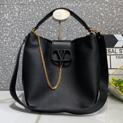 Valentino 2019 Leather Vsling Small Tote Shoudler Bag,25CM - 발렌티노 2019 레더 브이슬링 스몰 토트 숄더백,1956-VTB0833,25CM,블랙