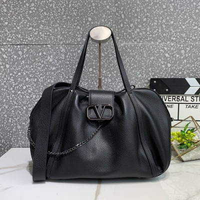 Valentino 2019 Leather Vsling Large Tote Shoudler Bag,38CM - 발렌티노 2019 레더 브이슬링 라지 토트 숄더백,1970-VTB0847,38CM,블랙