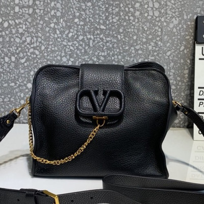 Valentino 2019 Leather Vsling Shoudler Bag,22CM - 발렌티노 2019 레더 브이슬링 숄더백,1971-VTB0862,22CM,블랙