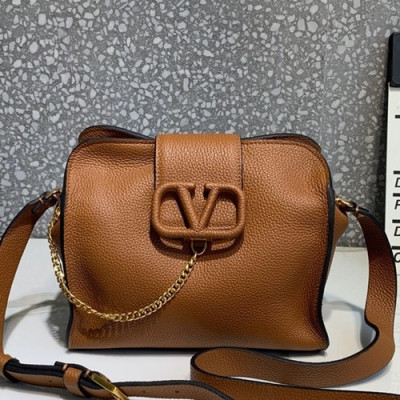 Valentino 2019 Leather Vsling Shoudler Bag,22CM - 발렌티노 2019 레더 브이슬링 숄더백,1971-VTB0863,22CM,브라운