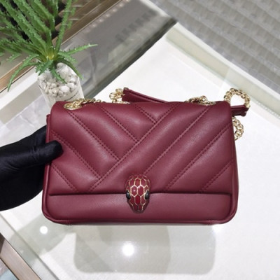 Bvlgari 2019 Serpenti Cabochon Chain Shoulder Bag,22.5CM - 불가리 2019 세르펜티 카보숑 체인 숄더백,BVLB0159,22.5cm,레드