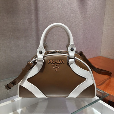 Prada 2019  Leather Tote Shoulder Bag,27cm - 프라다 2019 여성용 레더 토트 숄더백 ,1BD071-6,27cm,브라운