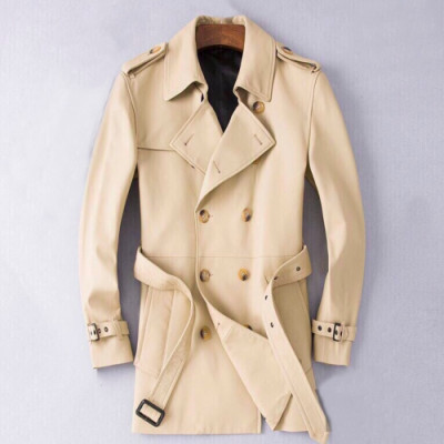 Burberry 2019 Mens Vintage Leather Trench Coat - 버버리 2019 남성 빈티지 가죽 트렌치 코트 Bur01398x.Size(m - 3xl).베이지