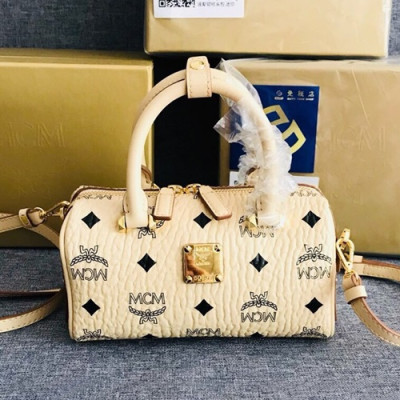 MCM 2019 Visetos Tote Shoulder Bag,18.5cm - 엠씨엠 2019 여성용 비세토스 토트 숄더백 MCMB0342, 18.5cm,베이지