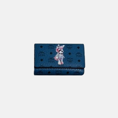 MCM 2019 Ladies PVC Canvas Wallet - 엠씨엠 2019 여성용 PVC 캔버스 중지갑 MCMB0007, 14cm,블루