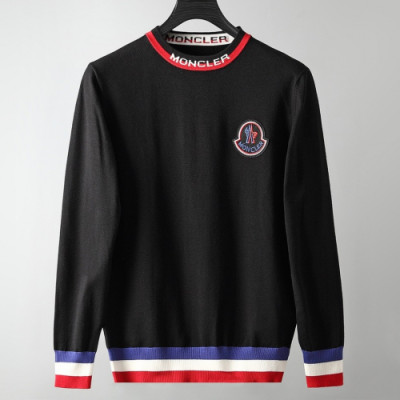 Moncler 2019 Mens Retro Logo Crew-neck Wool Sweater - 몽클레어 2019 남성 레트로 로고 크루넥 울 스웨터  Moc01059x.Size(m - 3xl).블랙