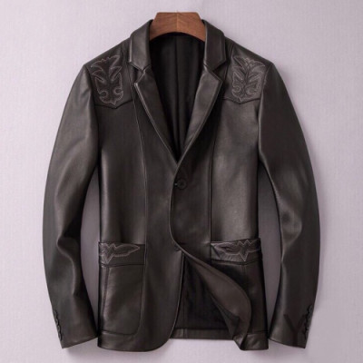 Fendi 2019 Mens Casual Leather Jacket - 펜디 2019 남성 캐쥬얼 레더 자켓 Fen0397x.Size(m - 3xl).블랙