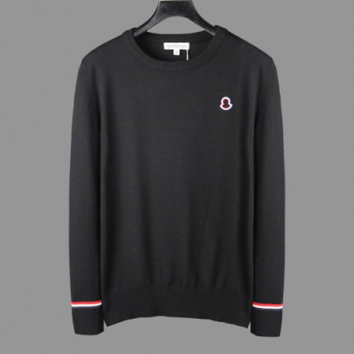 Moncler 2019 Mens Retro Logo Crew-neck Wool Sweater - 몽클레어 2019 남성 레트로 로고 크루넥 울 스웨터  Moc01072x.Size(m - 3xl).블랙