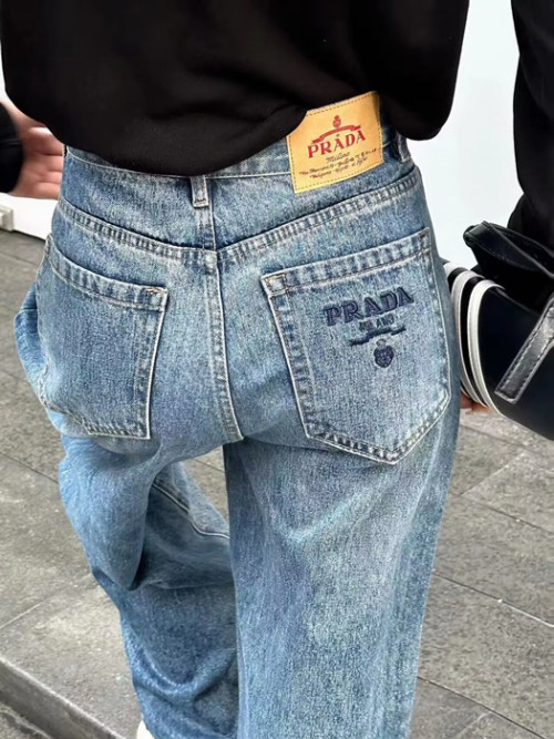 Prada 2023 Womens Classic Logo Denim Pants - 프라다 2023 여성 클래식 로고 데님 팬츠 Pra0814x.Size(25 - 30).블루