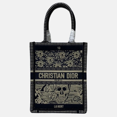 Dior 2019 Women Canvas Book Mini Tote Shopper Bag ,40CM - 디올 2019 여성용 캔버스 북 미니 토트 쇼퍼백  DIOB0467,40CM,다크네이비