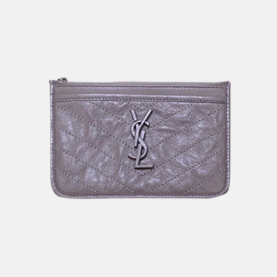 Saint Laurent 2019 Niki Leather Wallet,583577 - 입생로랑 2019 니키 여성용 레더 장지갑 SLW0059.21cm,그레이