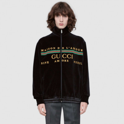 Gucci 2019 Mens  Logo Casual Velvet Jakcet - 구찌 2019 남자 로고 캐쥬얼 벨벳 자켓 Guc01649x.Size(xs - xl).블랙