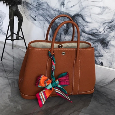 Hermes 2019 Garden Party Leather Tote Bag ,30cm - 에르메스 2019 가든파티 레더 여성용 토트백 HERB0781,30cm,브라운