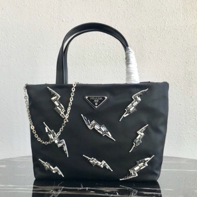 Prada 2019  Tote Shoulder Shopper Bag,24cm - 프라다 2019 여성용 토트 숄더 쇼퍼백 ,1BA257-1,24cm,블랙